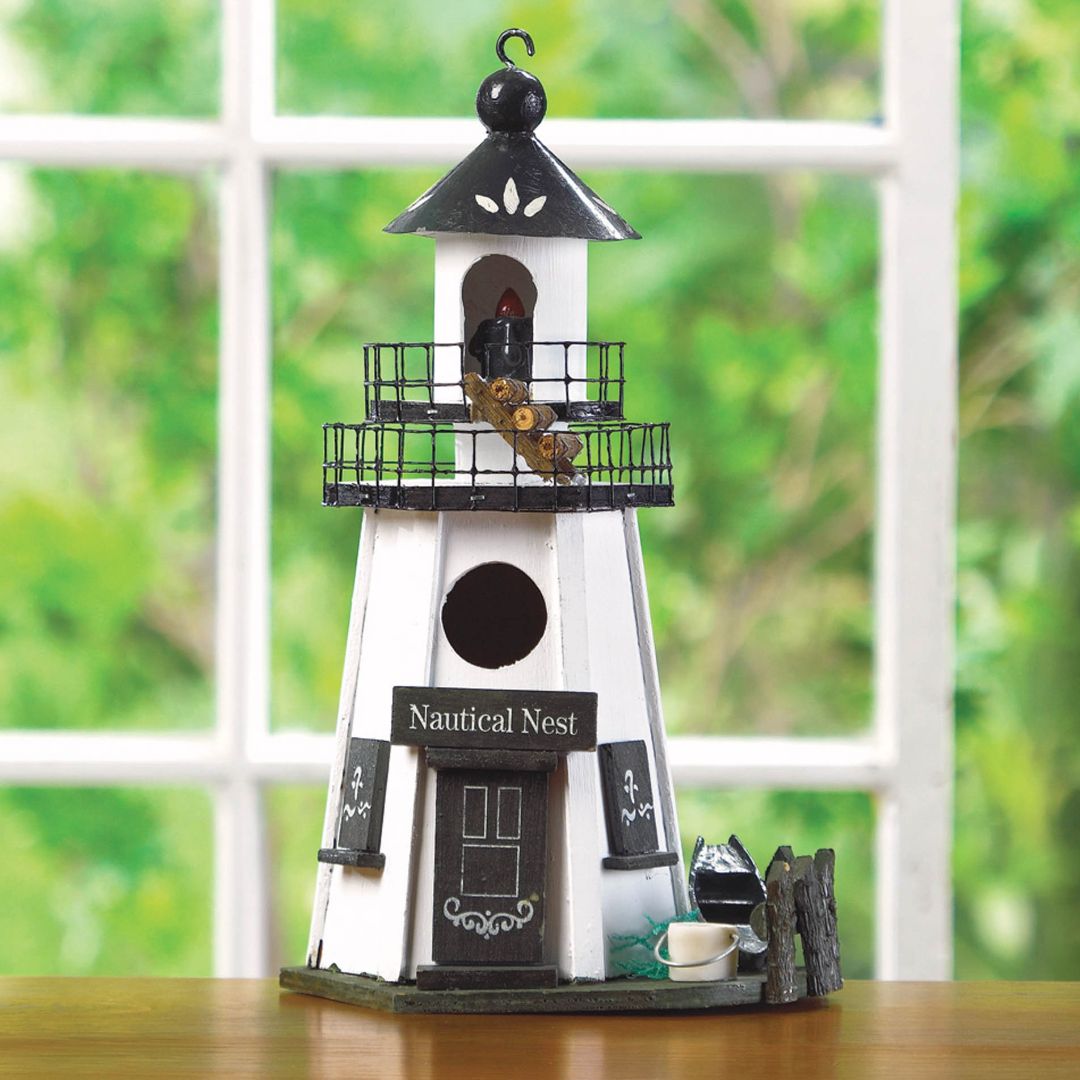 Nautical Nest Birdhouse - Saunni Bee - Lighthouse Birdhouse