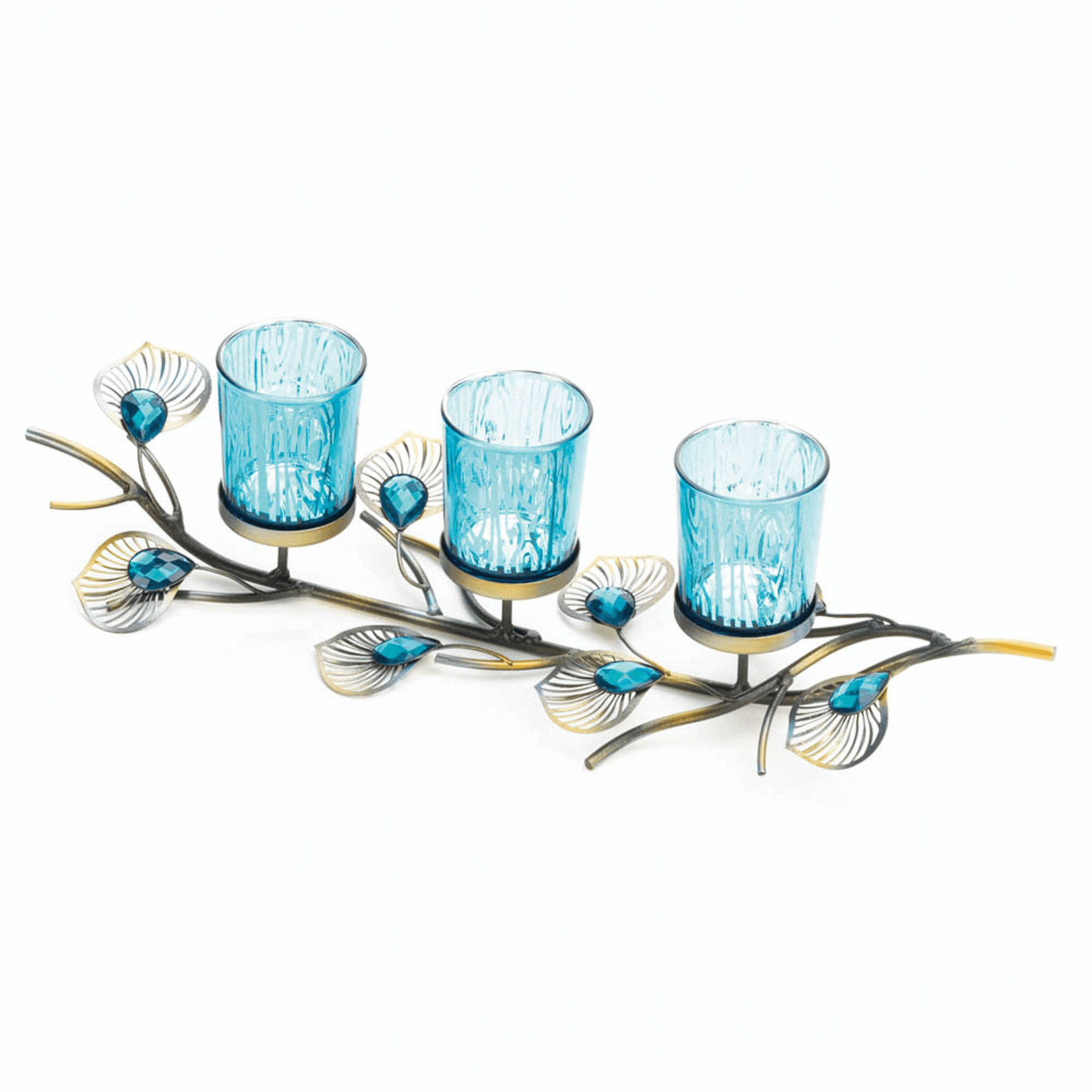 Peacock Inspired Candle Trio - Saunni Bee - Tabletop Candle Holders