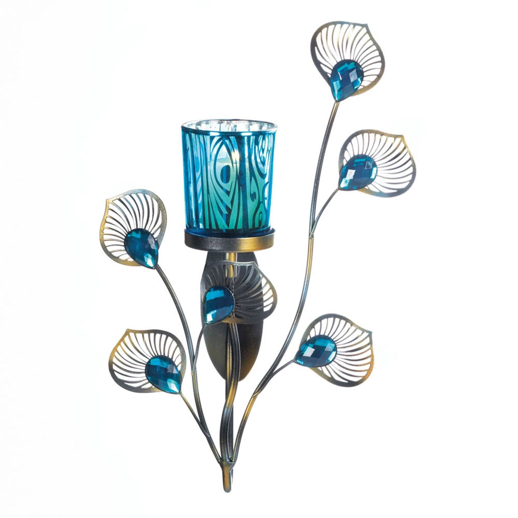 Peacock Inspired Single Sconce - Saunni Bee - Wall Sconce