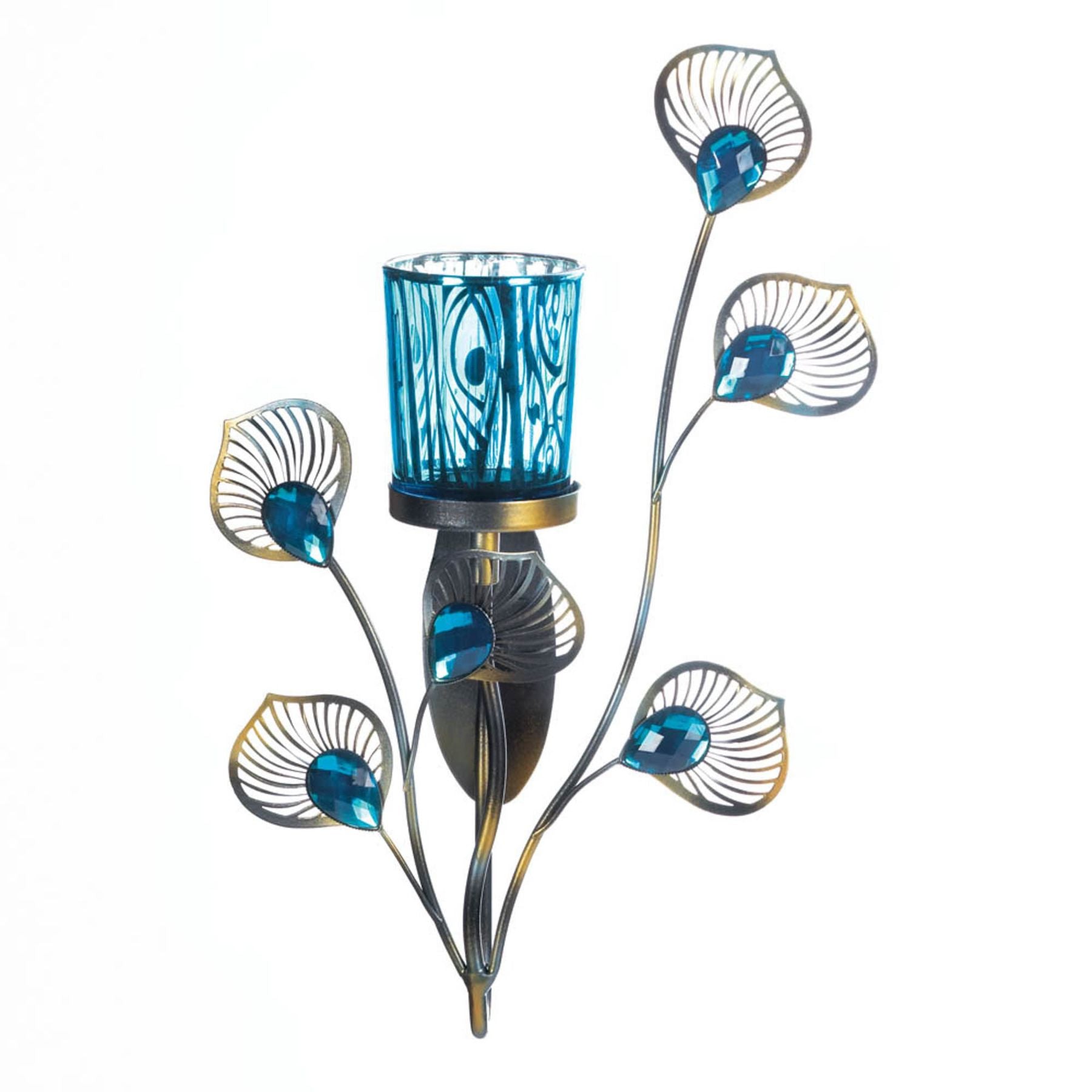 Peacock Inspired Single Sconce - Saunni Bee - Wall Sconce