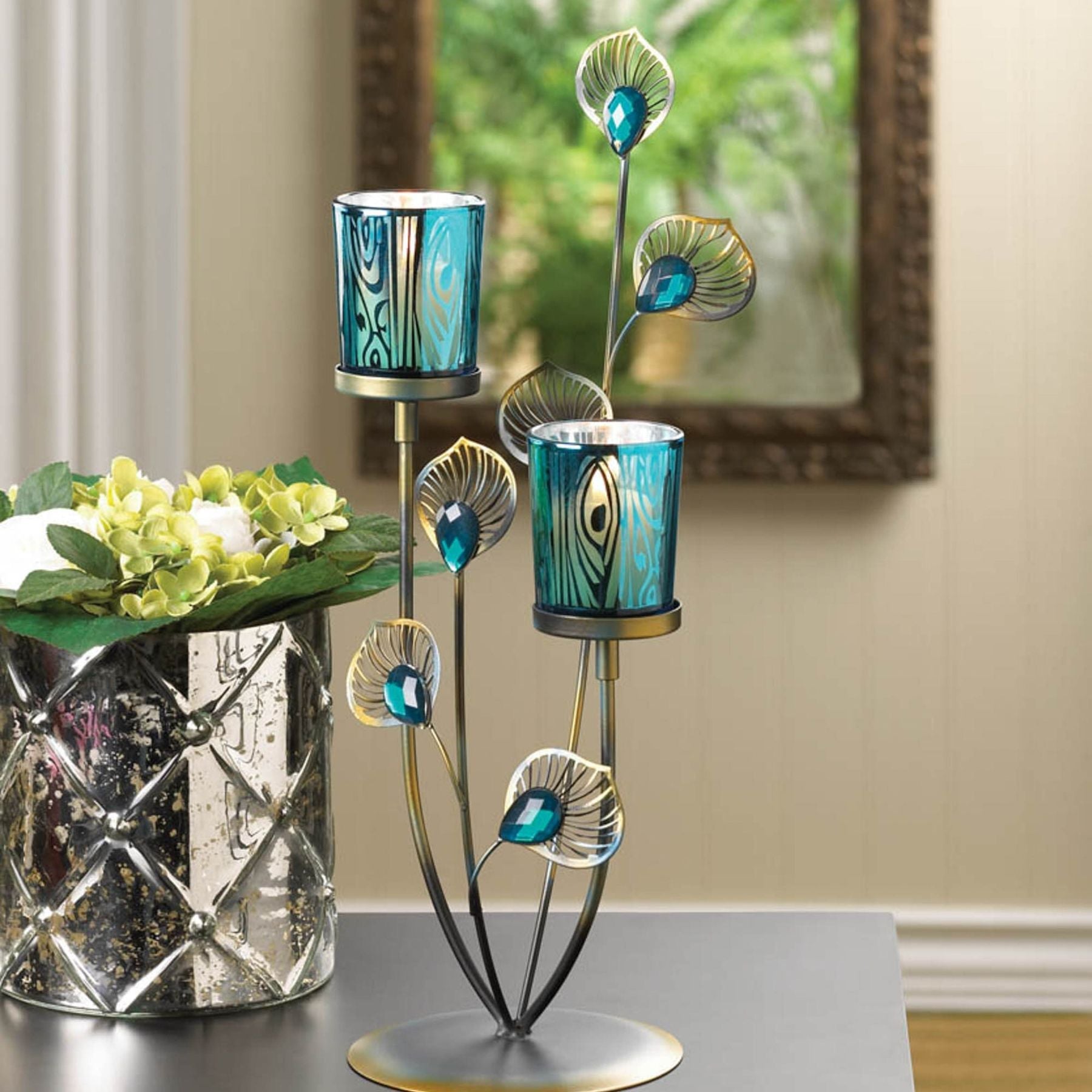 Peacock Plume Candleholder - Saunni Bee - Tabletop