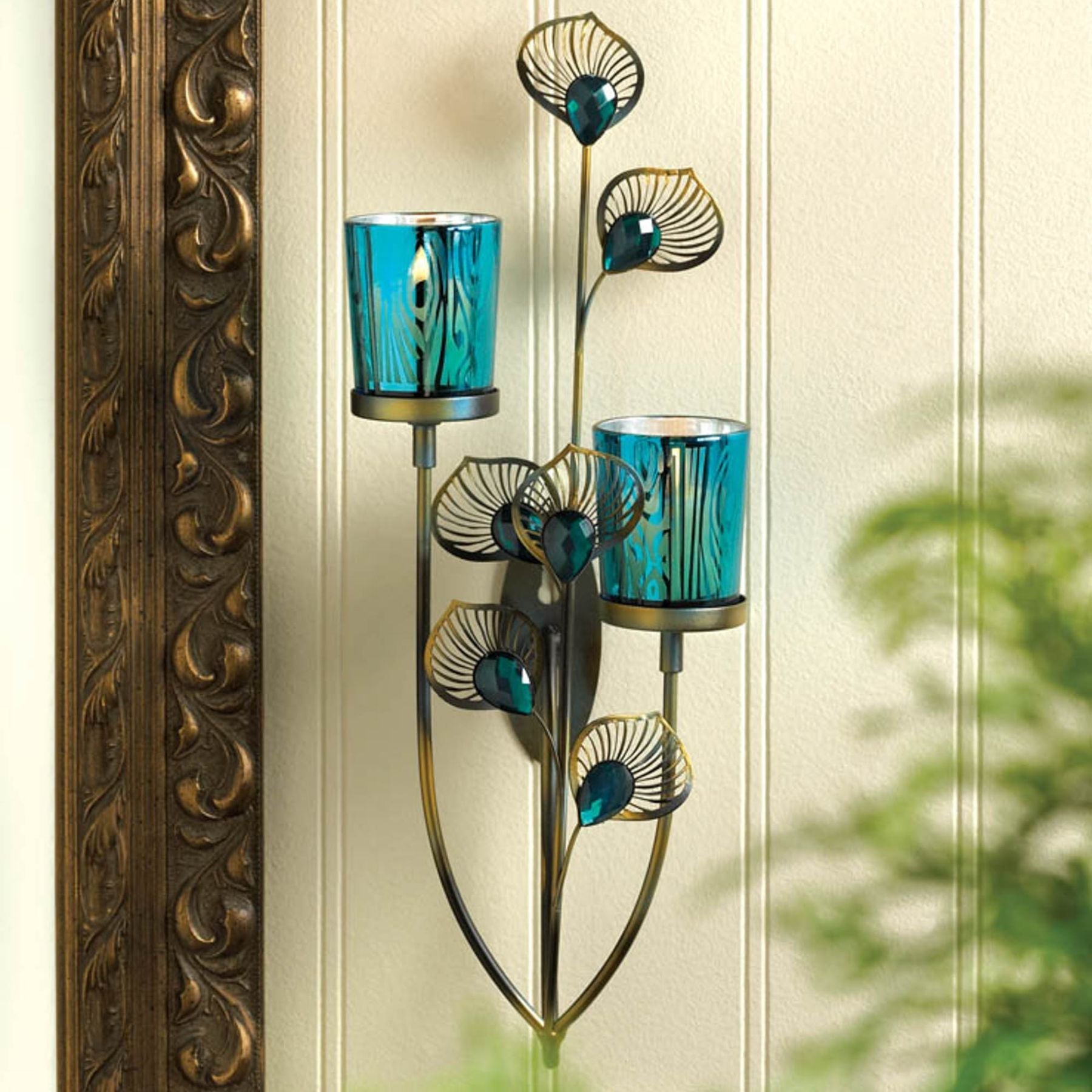 Peacock Plume Wall Sconce - Saunni Bee - Wall Sconce