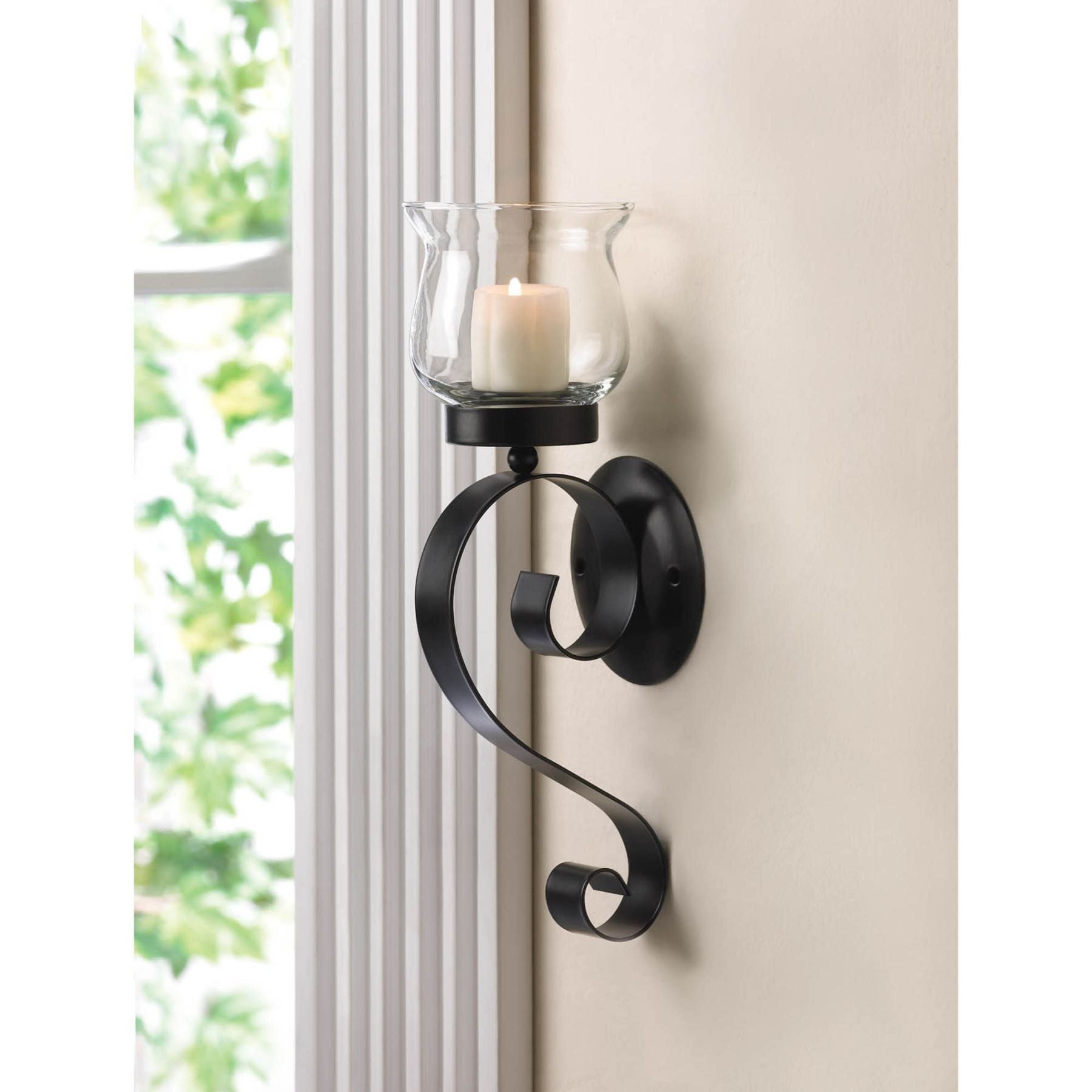 Scrolling Candle Wall Sconce - Saunni Bee - Wall Sconce