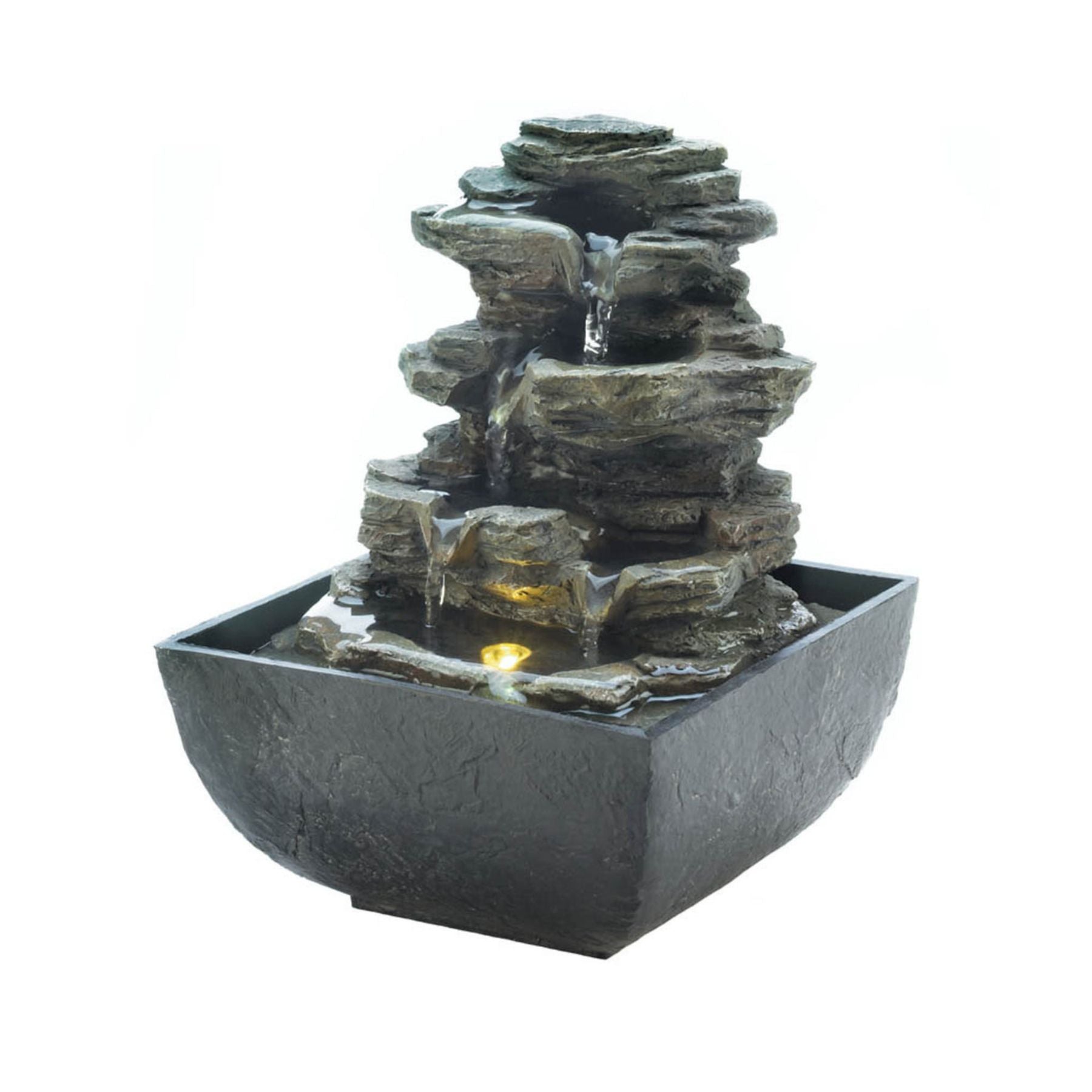 Tiered Rock Formation Tabletop Fountain with Pump - Saunni Bee - Tabletop Fountain