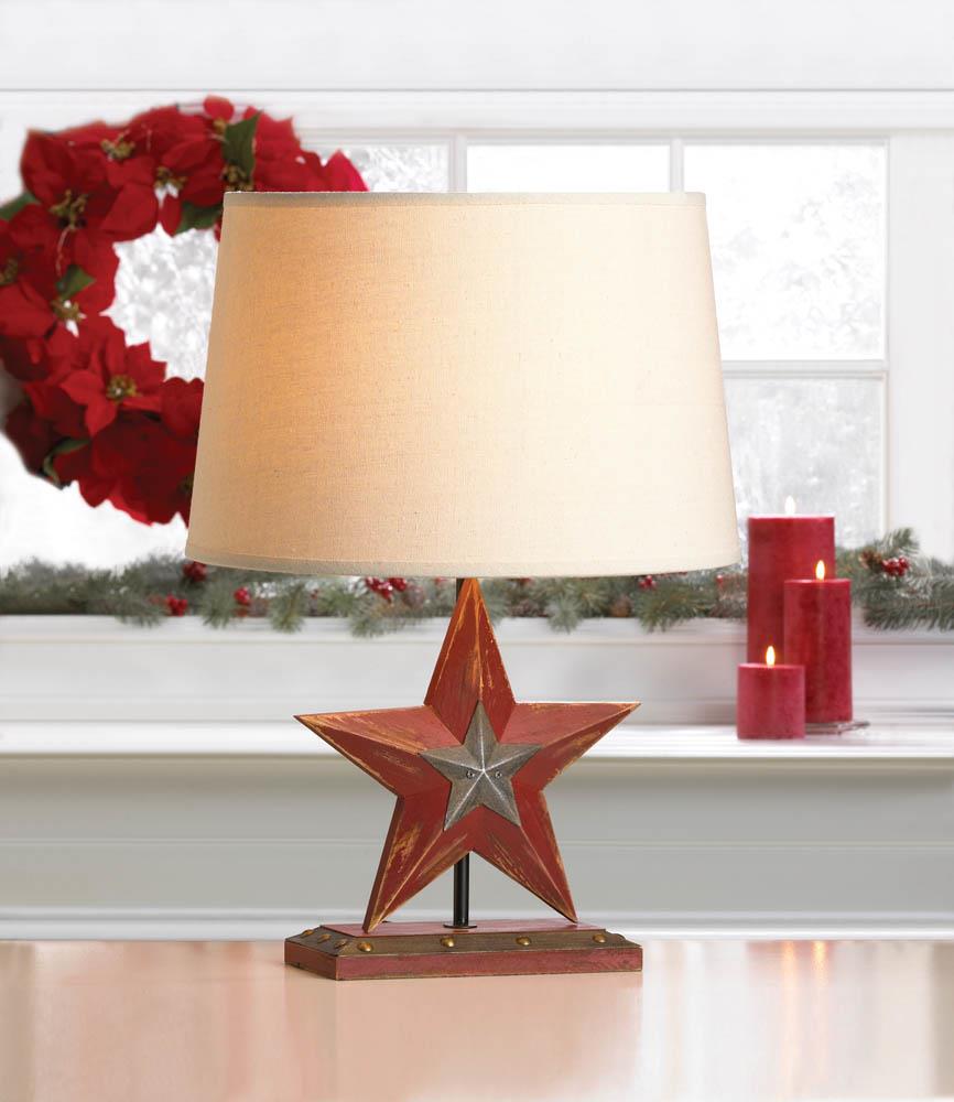 Wooden Red Star Table Lamp - Saunni Bee - Lighing