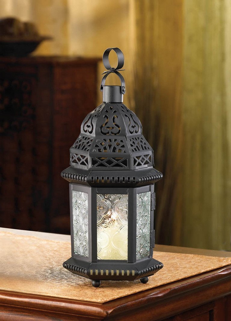 Clear Glass Moroccan Style Candle Lantern - Saunni Bee - Lighing