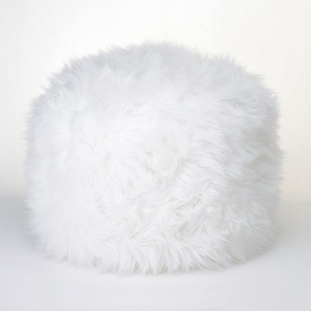 Fuzzy White Ottoman Pouf - Saunni Bee - Home Decor