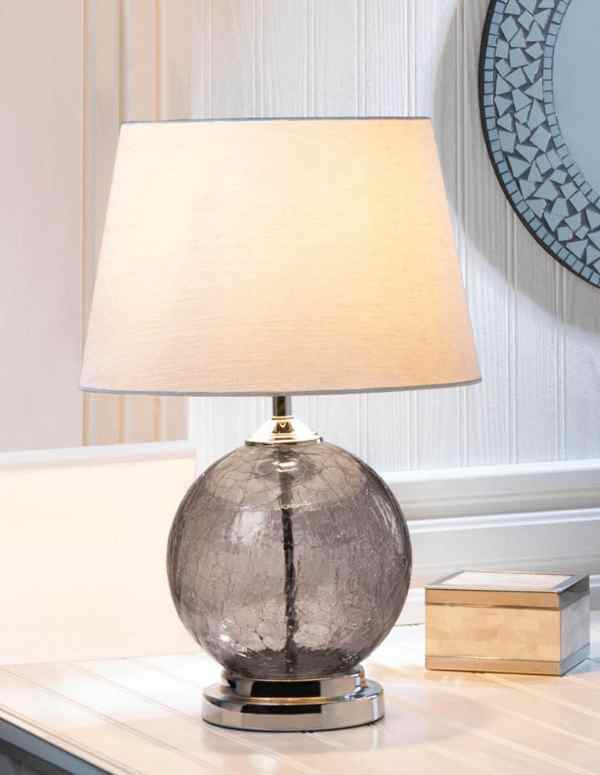 Grey Cracked Glass Table Lamp - Saunni Bee - Lighting