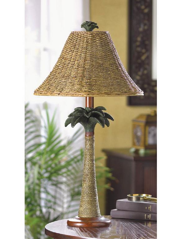 Palm Tree Rattan Table Lamp - Saunni Bee - Lighting