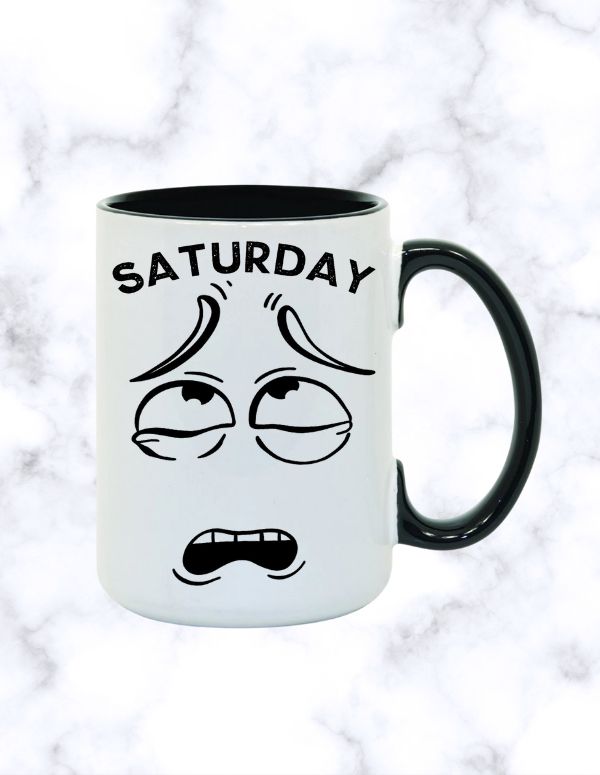Saturday Hangover Cartoon Expression Mug - Saunni Bee - Mugs