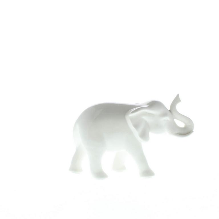 Trumpeting Ceramic White Elephant