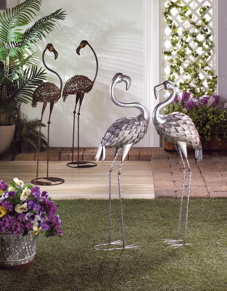 Wild Flamingo Garden Art Duo - Saunni Bee - Patio; Lawn & Garden