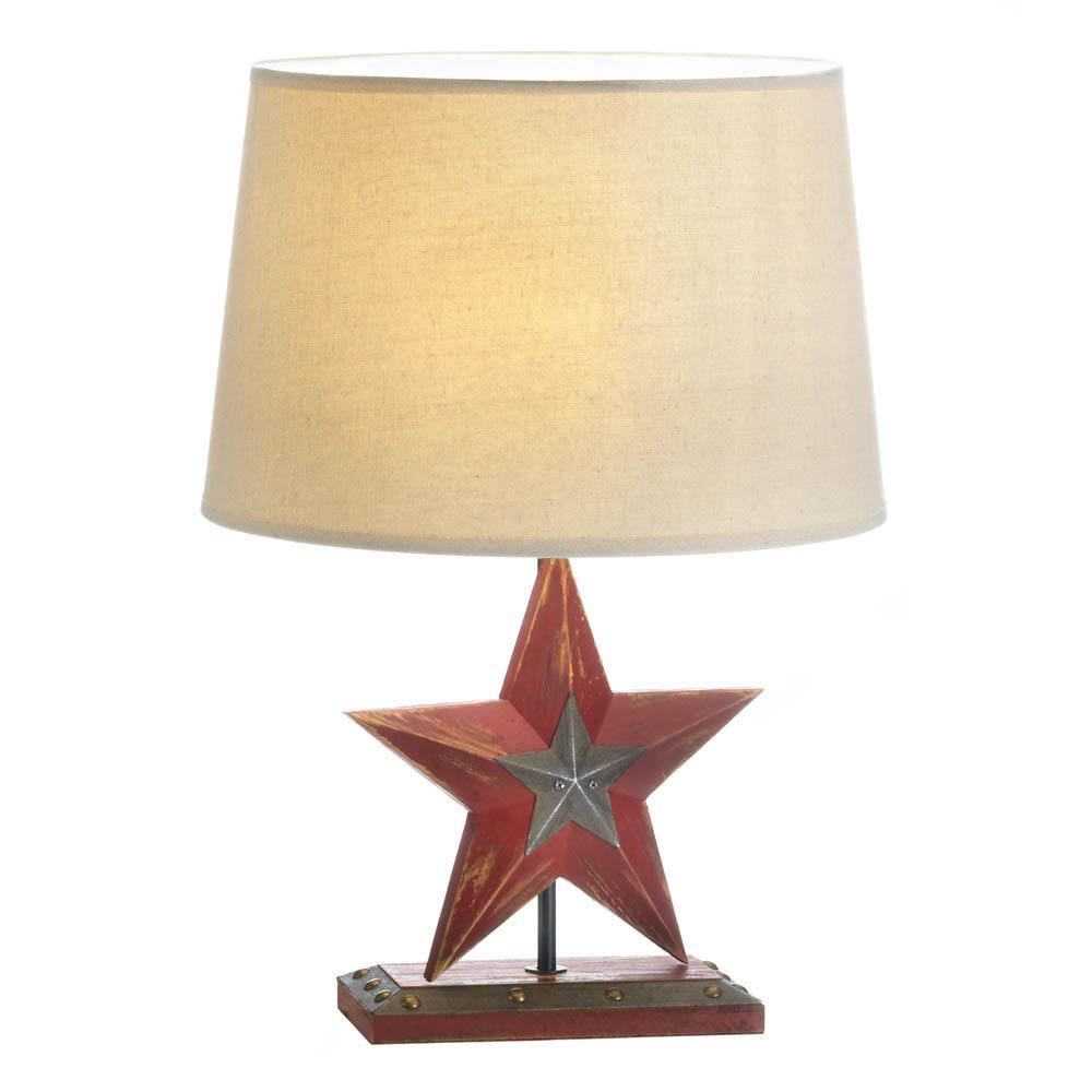 Wooden Red Star Table Lamp - Saunni Bee - Lighing